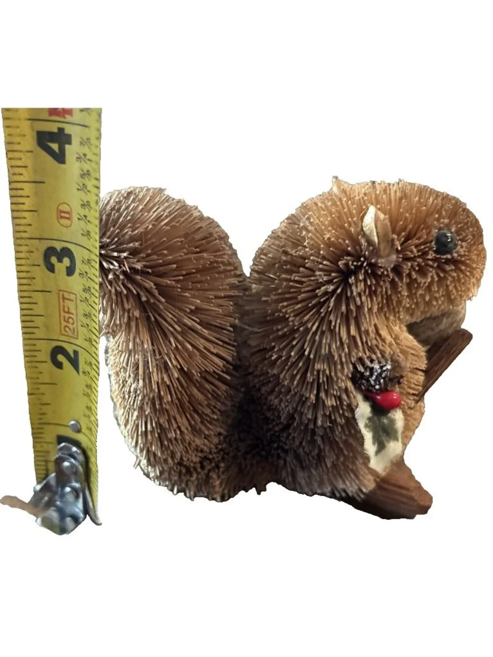 Bristle Bottle Brush Squirrel Holding Nut Christmas Holiday Ornament Brown 4”